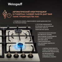 Встраиваемая газовая варочная панель Weissgauff HGG 641 REB