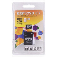 Карта памяти Exployd MicroSDHC 8GB Class10 + адаптер SD