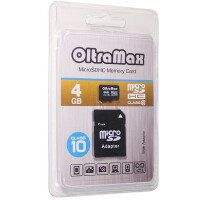 Карта памяти OltraMax MicroSDHC 4GB Class10 + адаптер SD