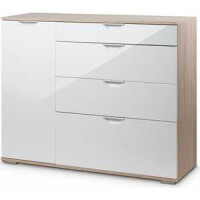 Комод Vental Лайн-3 дуб санома/белый глянец