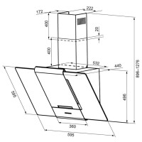Каминная вытяжка Krona Talli 600 inox/black glass 3P