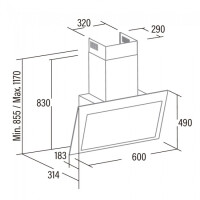 Каминная вытяжка Cata Thalassa 600 XGBK/F