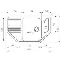 Кухонная мойка Zigmund & Shtain ECKIG 800 речной песок