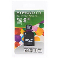 Карта памяти Exployd MicroSDHC 8GB Class4 + адаптер SD