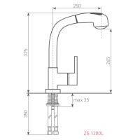 Смеситель для мойки Zigmund & Shtain ZS 1200L топленое молоко