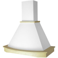 Каминная вытяжка Elikor Ротонда 60П-650-П3Л бежевый/дуб белый патина золото