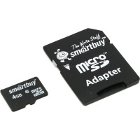 Карта памяти Smartbuy MicroSDHC 4GB Class10+SD адаптер