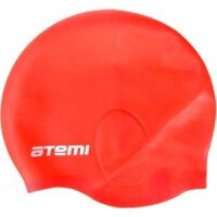 Шапочка для плавания Atemi EC102, c ушами, красная