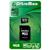 Карта памяти OltraMax MicroSDHC 4GB Class4 + адаптер SD