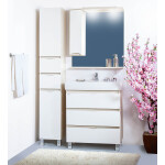 Зеркало-шкаф Бриклаер Токио 80 L светлая лиственница/белый