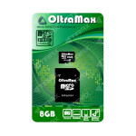 Карта памяти OltraMax MicroSDHC 8GB Class4 + адаптер SD