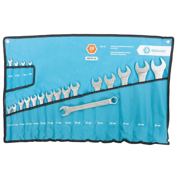 Набор комбинированных ключей Кобальт 020107-20