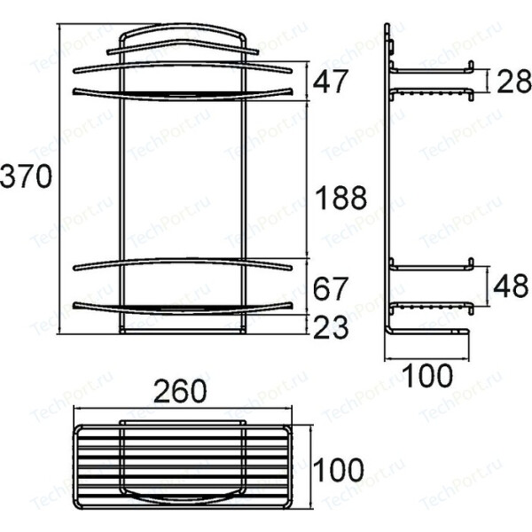 Полка 2-этажная прямая Rainbowl 212 L