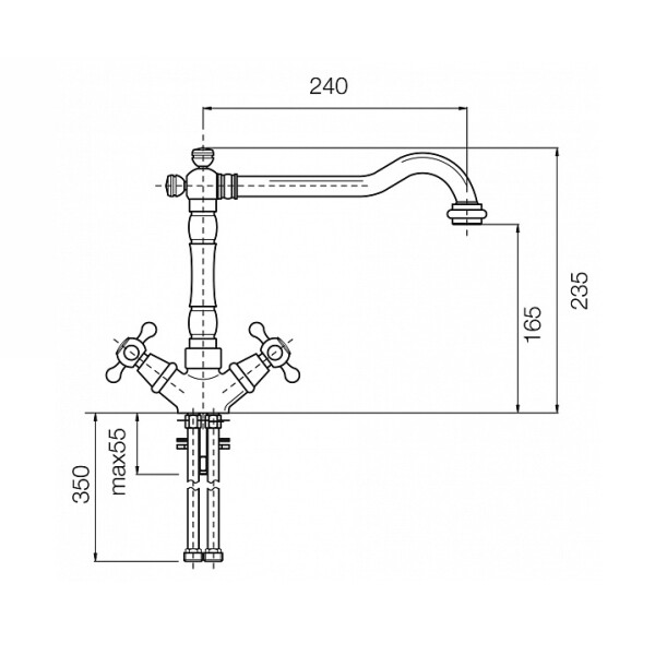 Смеситель для кухни Italmix NOVECENTO 0910 BLACK METALIC (черный металлик 012)