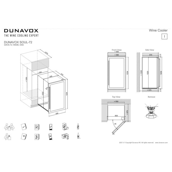 Встраиваемый винный шкаф Dunavox DAVS-72.185DB (new 2021)