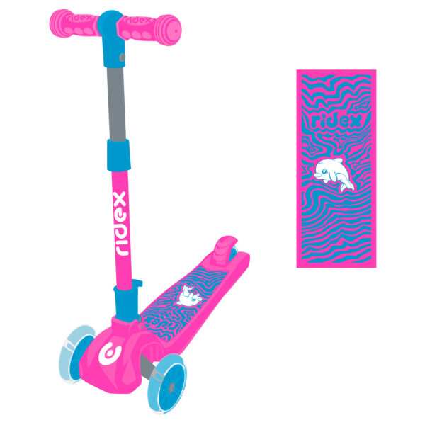 Самокат Ridex 3-х колесный Wave, 120/90 мм розовый/голубой