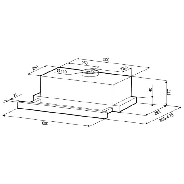 Встраиваемая вытяжка Krona Kamilla 2M 600 Glass Black