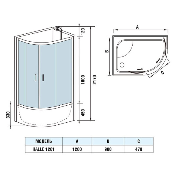 Душевая кабина WeltWasser WW500 Halle 1201 R